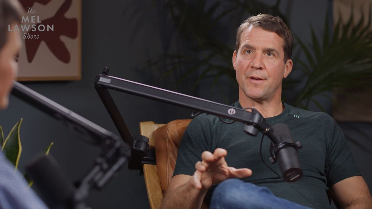 Leon Taylor talking with his hands in the guest chair in episode eight