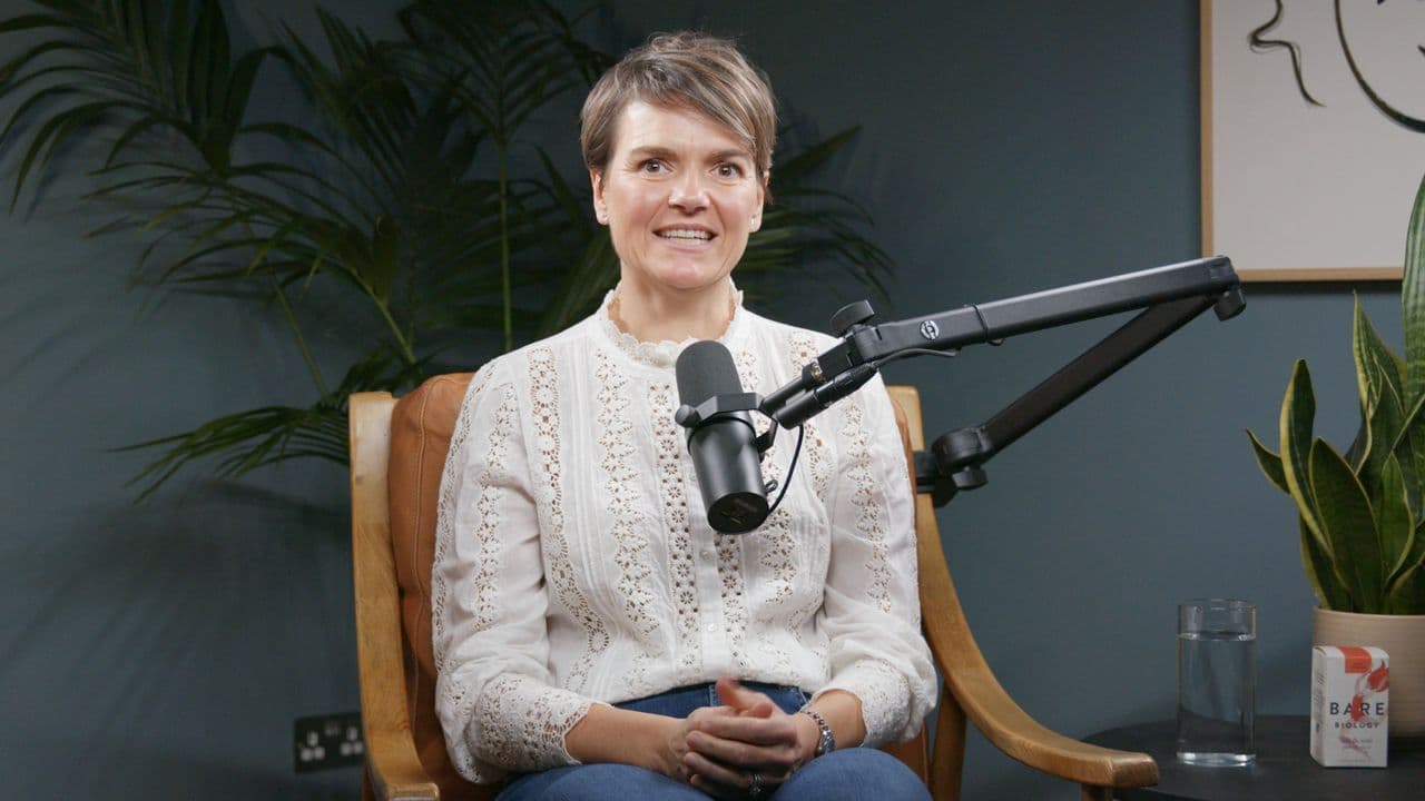 Mel Lawson in her chair on the studio set, speaking straight to the camera for the trailer