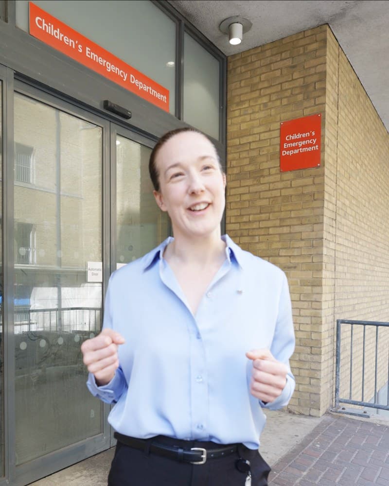 Donna Holland speaking outside the Children's Emergency Department