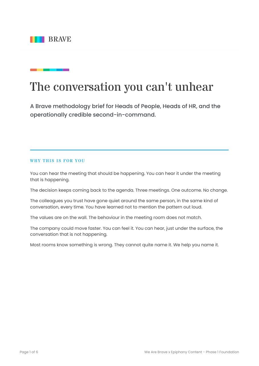 First page of the brief for operations and people leaders, The conversation you can't unhear